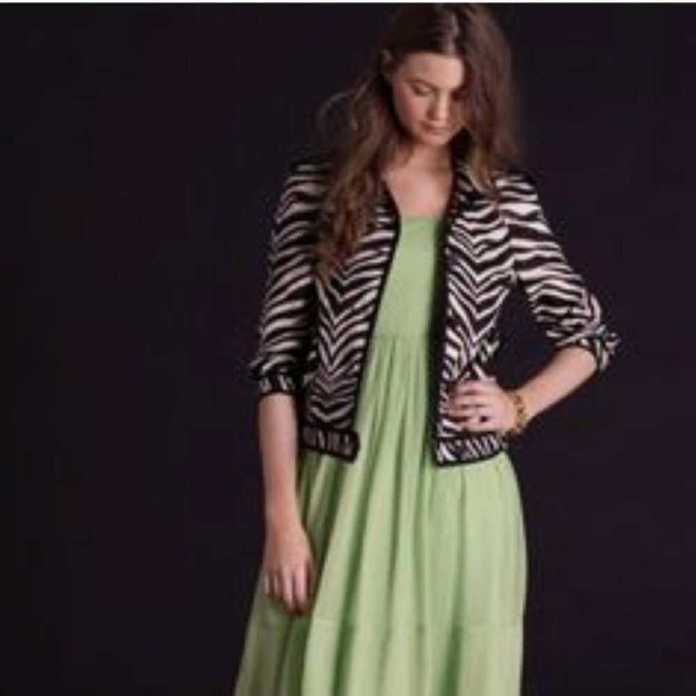 J.Crew Collection Size 0 XS Oversized 100% Linen Zebra Black White Bomber Jacket